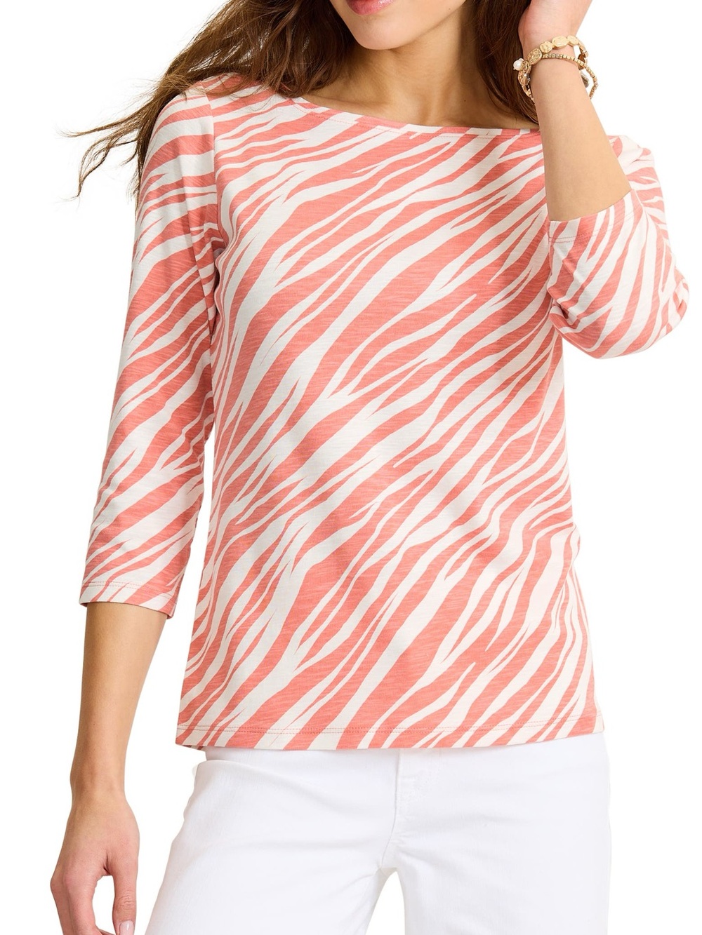 Tommy Bahama Ashby Isles Coastal Zebra Print Cotton Top Women’s Size L